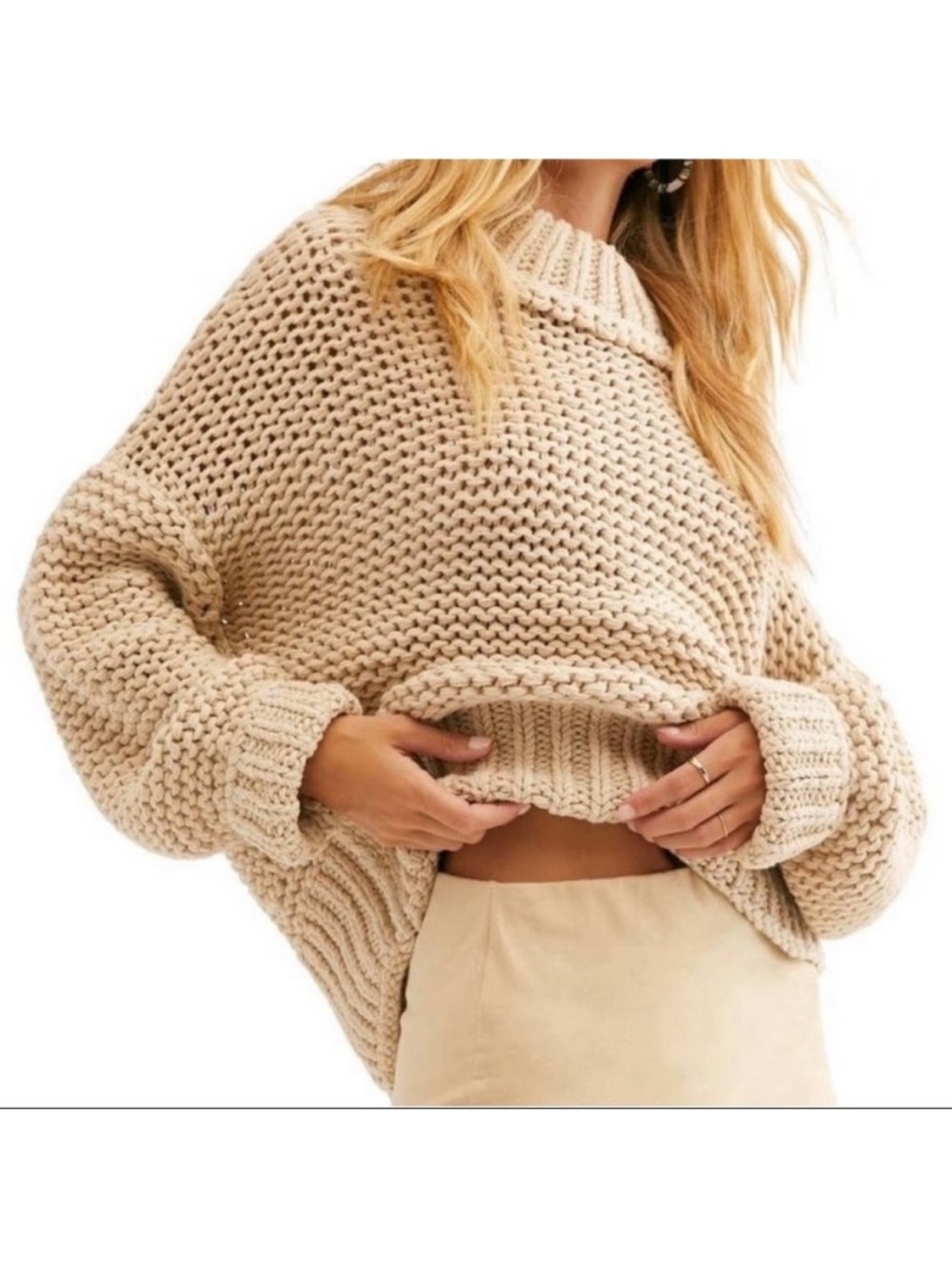 Free People My Only Sunshine sweater beige Sz S